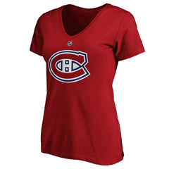 Carey Price Montreal Canadiens Fanatics Women's Authentic Stack Name & Number V-Neck T-Shirt - Red T-shirts