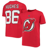 Jack Hughes New Jersey Devils Youth Player Name & Number T-Shirt - Red T-shirts