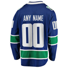 Vancouver Canucks Fanatics Home Team Breakaway Custom Jersey - Blue Jerseys