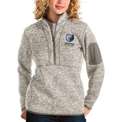 Memphis Grizzlies Antigua Women's Fortune Quarter-Zip Pullover Jacket - Natural sale