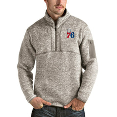Philadelphia 76ers Antigua Fortune Quarter-Zip Pullover Jacket - Natural shop