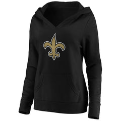 New Orleans Saints Women's Primary Team Logo V-Neck Pullover Hoodie - Black outlet