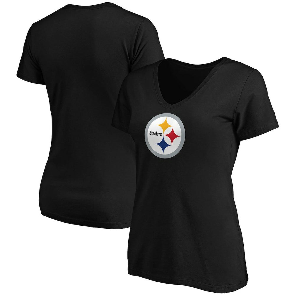 Pittsburgh Steelers Women's Primary Logo V-Neck T-Shirt - Black online