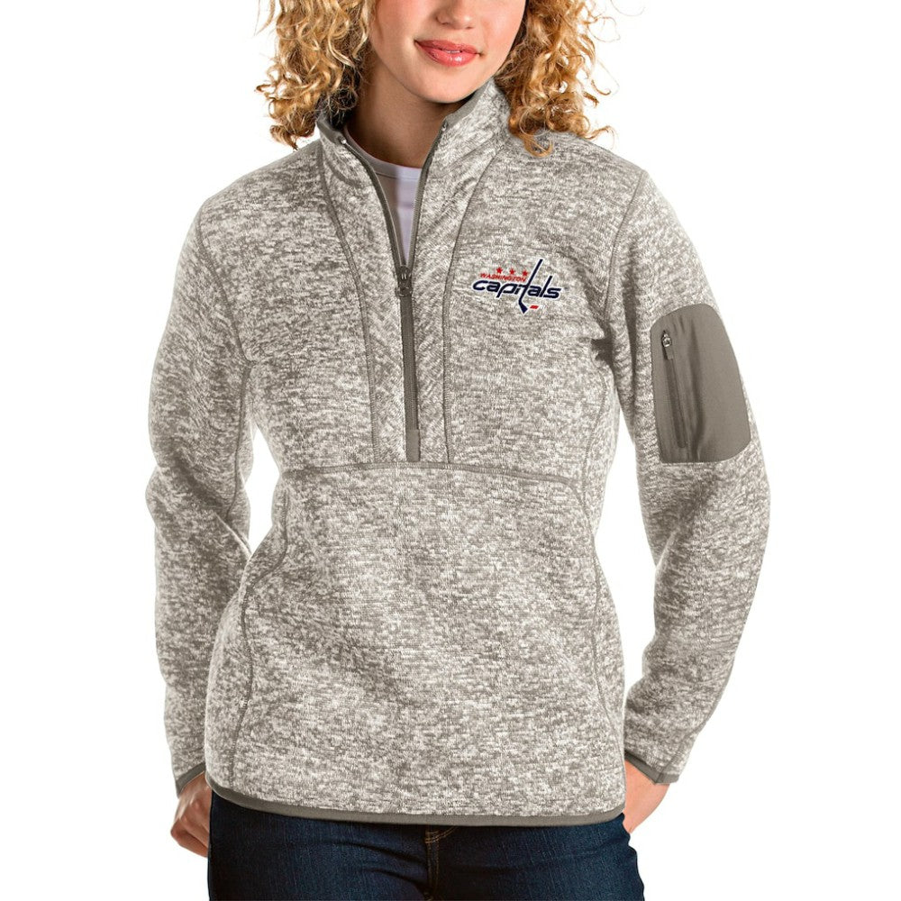 Washington Capitals Antigua Women's Fortune Half-Zip Sweatshirt - Oatmeal Sweatshirts