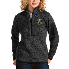 Vegas Golden Knights Antigua Women's Fortune Half-Zip Sweatshirt - Heather Black Sweatshirts