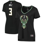 George Hill Milwaukee Bucks Women's Fast Break Replica Player Jersey - Statement Edition - Black cheap