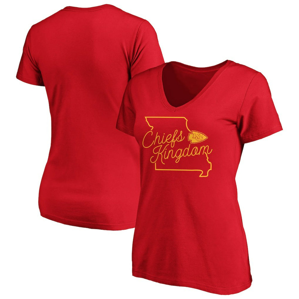 Kansas City Chiefs Women's Iconic Script State V-Neck T-Shirt - Red online
