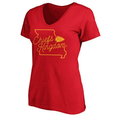 Kansas City Chiefs Women's Iconic Script State V-Neck T-Shirt - Red online