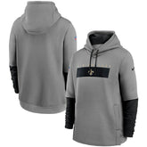 New Orleans Saints Sideline Playbook Performance Pullover Hoodie - Heathered Gray/Black discount
