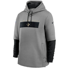 New Orleans Saints Sideline Playbook Performance Pullover Hoodie - Heathered Gray/Black discount