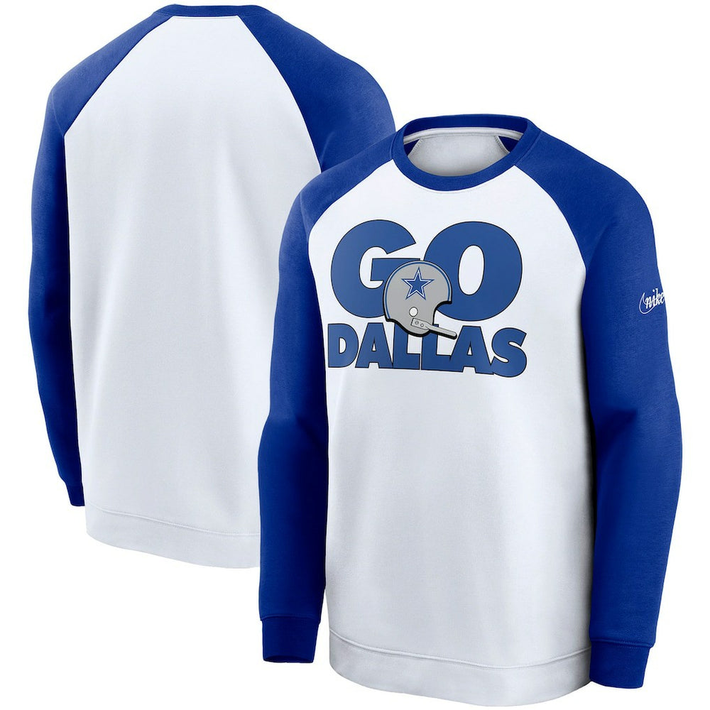 Dallas Cowboys Fan Gear Throwback Go Helmet Sweatshirt - White/Royal outlet