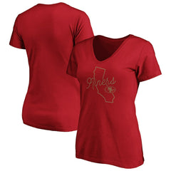 San Francisco 49ers Women's Iconic Script State V-Neck T-Shirt - Scarlet outlet