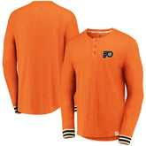Philadelphia Flyers Fanatics True Classics Henley Long Sleeve T-Shirt - Heathered Orange T-shirts