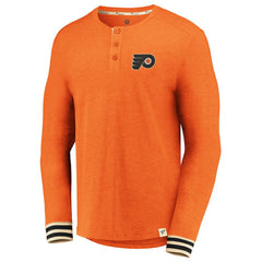 Philadelphia Flyers Fanatics True Classics Henley Long Sleeve T-Shirt - Heathered Orange T-shirts