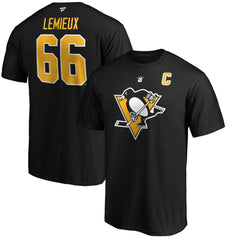Mario Lemieux Pittsburgh Penguins Fanatics Authentic Stack Retired Player Name & Number T-Shirt - Black T-shirts