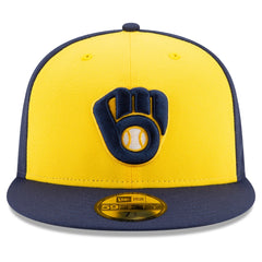 Milwaukee Brewers Alternate Authentic Collection On-Field 59FIFTY Fitted Hat Navy/Yellow