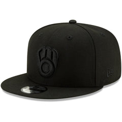 Milwaukee Brewers Black on Black 9FIFTY Snapback Adjustable Hat Black