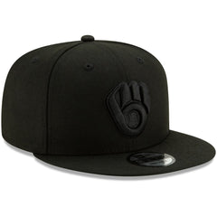 Milwaukee Brewers Black on Black 9FIFTY Snapback Adjustable Hat Black
