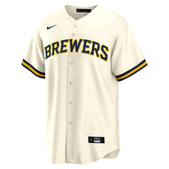 Christian Yelich Milwaukee Brewers Home Replica Player Jersey Cream