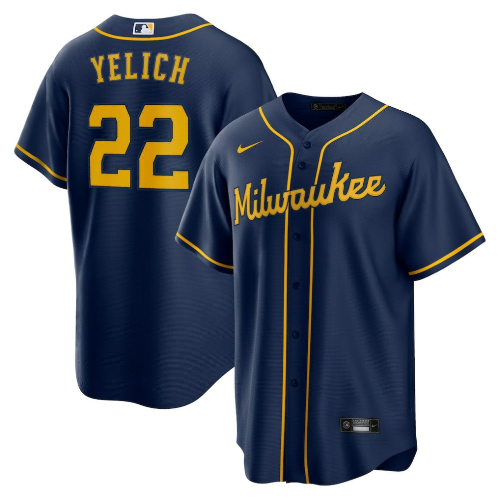 Christian Yelich Milwaukee Brewers Alternate 2 Replica Jersey Navy