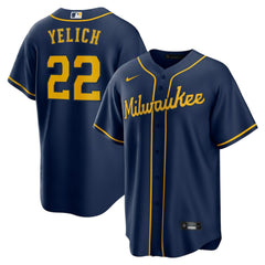 Christian Yelich Milwaukee Brewers Alternate 2 Replica Jersey Navy