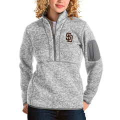 San Diego Padres Antigua Women's Fortune Half-Zip Pullover Jacket Heather Gray