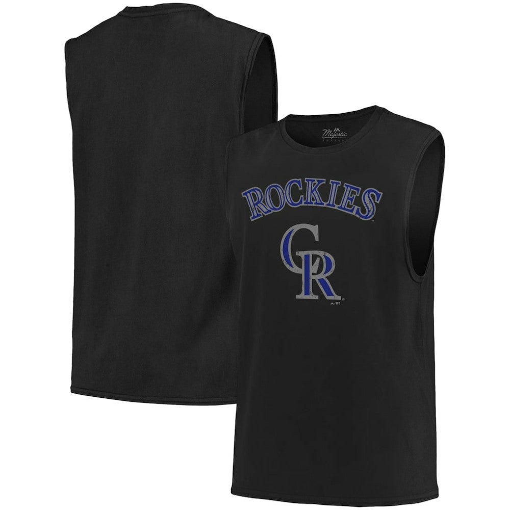 Colorado Rockies Majestic Threads Softhand Muscle Tank Top Black