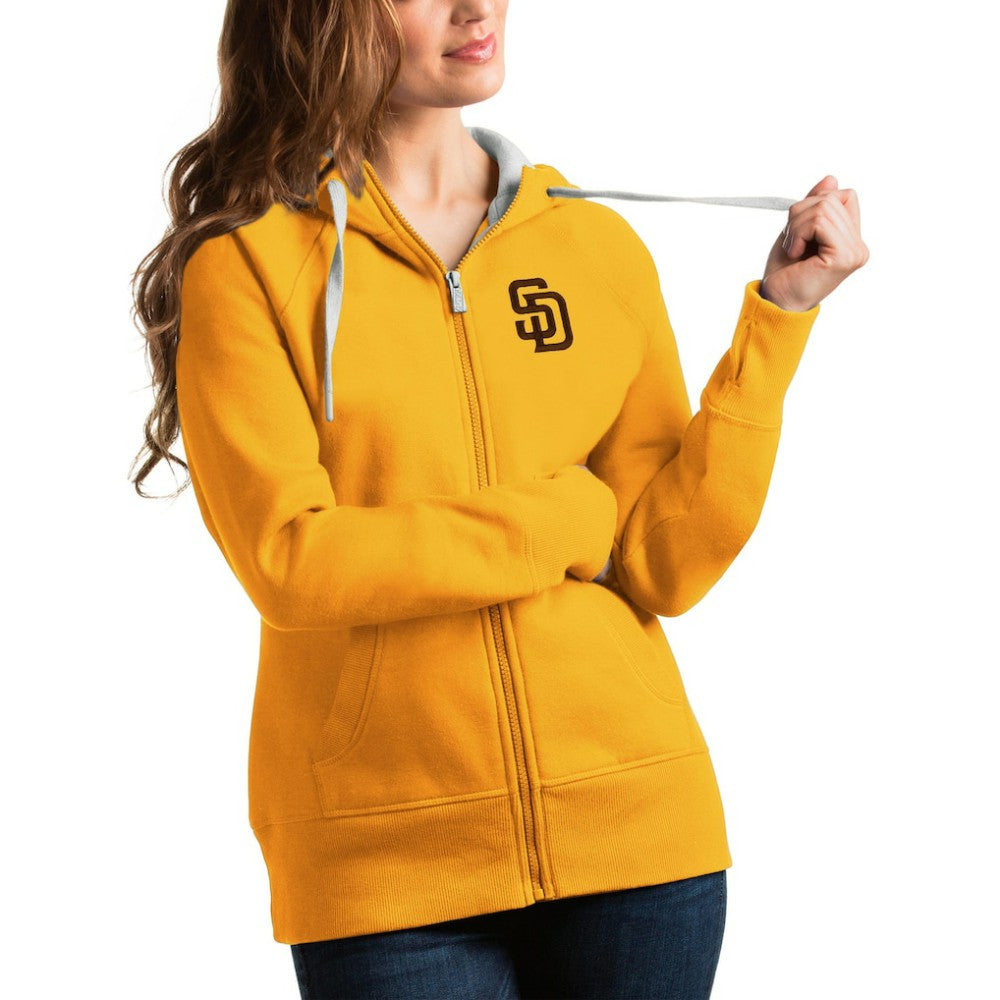 San Diego Padres Antigua Women's Victory Full-Zip Hoodie Gold