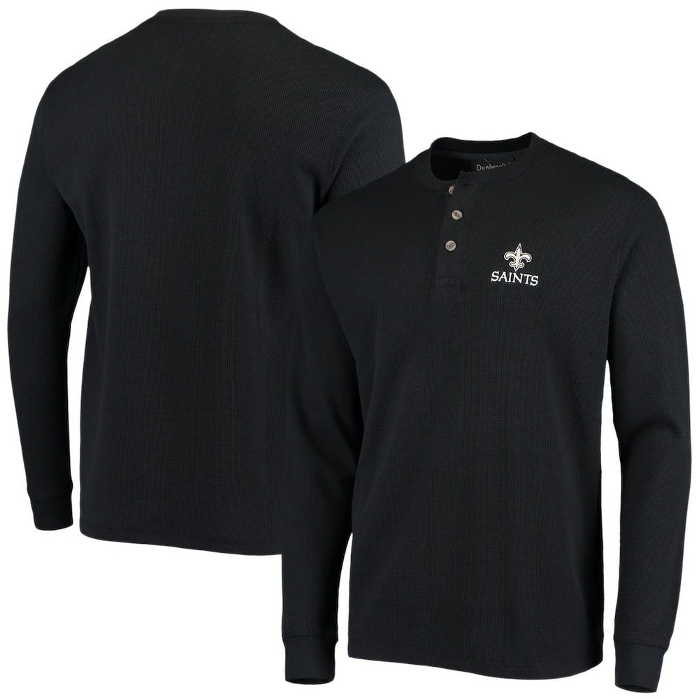 New Orleans Saints Dunbrooke Logo Maverick Thermal Henley Long Sleeve T-Shirt - Black for sale