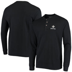 New Orleans Saints Dunbrooke Logo Maverick Thermal Henley Long Sleeve T-Shirt - Black for sale