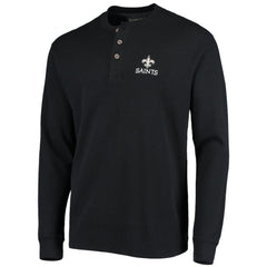 New Orleans Saints Dunbrooke Logo Maverick Thermal Henley Long Sleeve T-Shirt - Black for sale