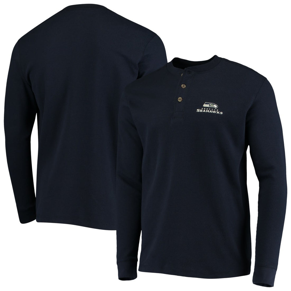 Seattle Seahawks Dunbrooke Logo Maverick Thermal Henley Long Sleeve T-Shirt - Navy sale