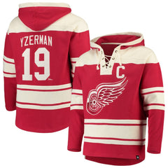 Steve Yzerman Detroit Red Wings '47 Player Lacer Pullover Hoodie - Red Hoodies