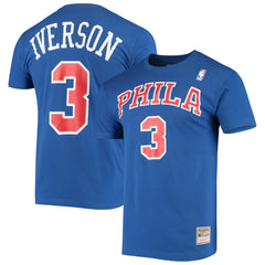 Allen Iverson Philadelphia 76ers Hardwood Classics Name & Number Player T-Shirt - Royal shop