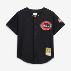 Ken Griffey Jr. Cincinnati Reds Cooperstown Collection Mesh Batting Practice Button-Up Jersey Black