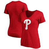 Philadelphia Phillies Women's Core Official Logo V-Neck T-Shirt Red