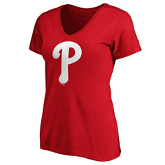 Philadelphia Phillies Women's Core Official Logo V-Neck T-Shirt Red