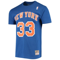 Patrick Ewing New York Knicks Hardwood Classics Stitch Name & Number T-Shirt - Blue outlet