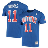Isiah Thomas Detroit Pistons Hardwood Classics Stitch Name & Number T-Shirt sale - Blue discount
