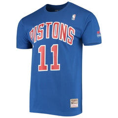 Isiah Thomas Detroit Pistons Hardwood Classics Stitch Name & Number T-Shirt sale - Blue discount