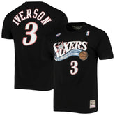 Allen Iverson Philadelphia 76ers Hardwood Classics Stitch Name & Number T-Shirt sale - Black sale