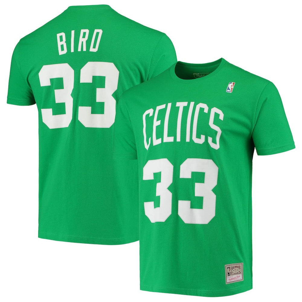 Larry Bird Boston Celtics Hardwood Classics Stitch Name & Number T-Shirt - Kelly Green online