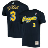 Allen Iverson Denver Nuggets Hardwood Classics Stitch Name & Number T-Shirt sale - Navy shop