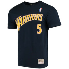 Baron Davis Golden State Warriors Hardwood Classics Stitch Name & Number T-Shirt sale - Navy shop