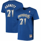 Kevin Garnett Minnesota Timberwolves Hardwood Classics Stitch Name & Number T-Shirt - Blue shop