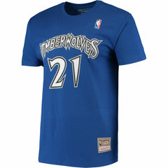 Kevin Garnett Minnesota Timberwolves Hardwood Classics Stitch Name & Number T-Shirt - Blue shop