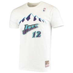 John Stockton Utah Jazz Hardwood Classics Stitch Name & Number T-Shirt - White discount