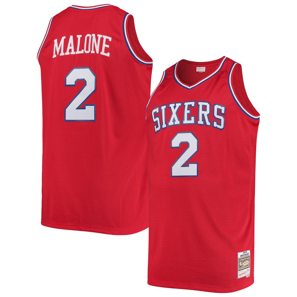 Moses Malone Philadelphia 76ers 1982/83 Big & Tall Hardwood Classics Swingman Jersey - Red for sale