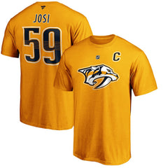 Roman Josi Nashville Predators Fanatics Authentic Stack Player Name & Number T-Shirt - Gold T-shirts