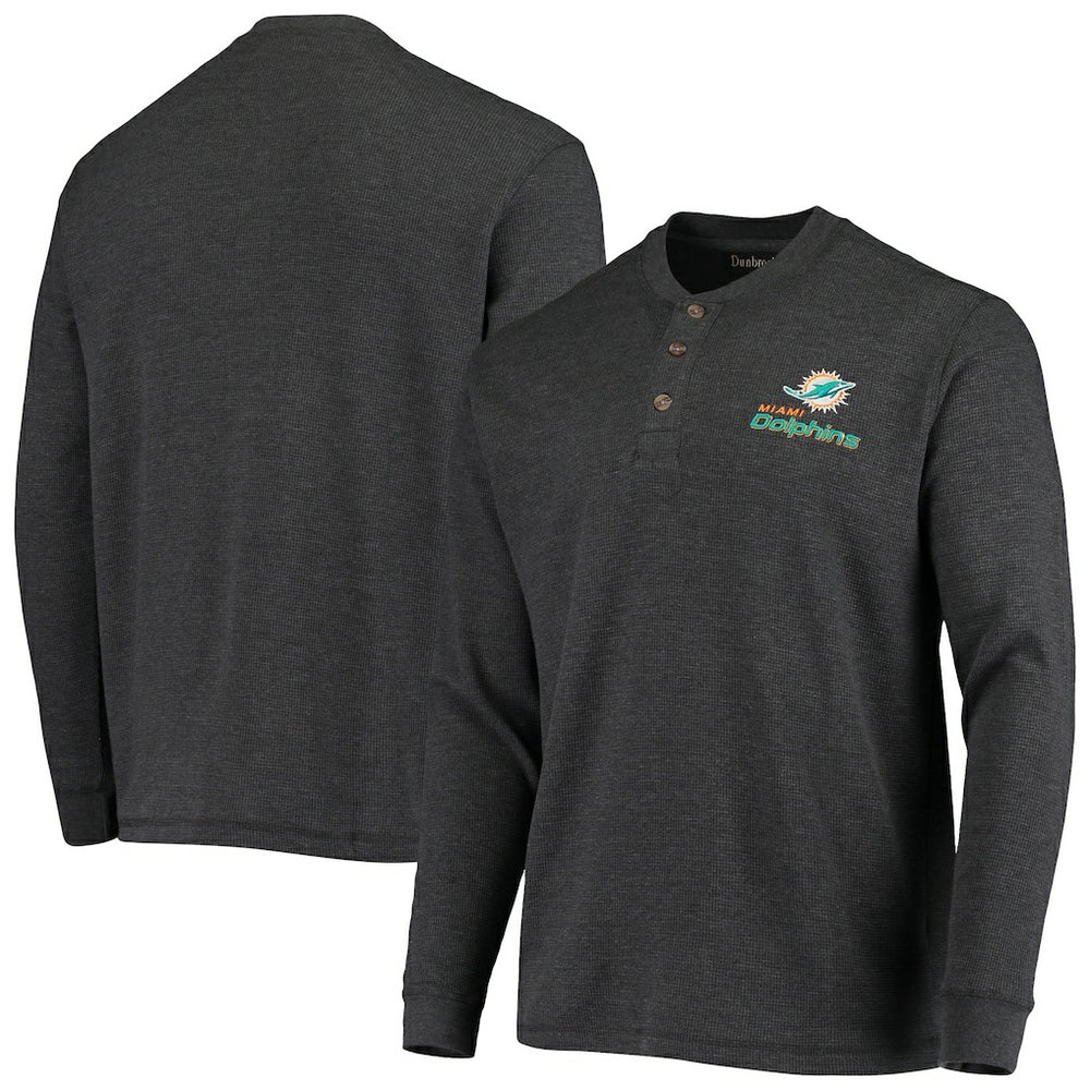 Miami Dolphins Dunbrooke Logo Maverick Thermal Henley Long Sleeve T-Shirt - Charcoal discount